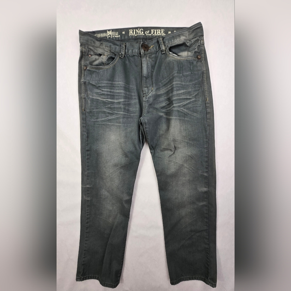 RING OF FIRE - Men's Slim Straight Jeans - Size 36x30 Green